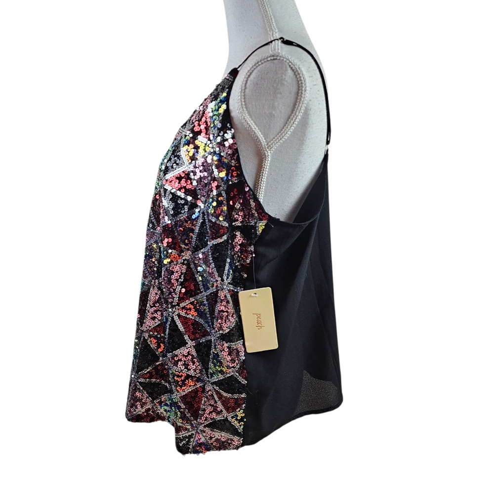 Peach 70s Disco Sequined Camisole Tank Top In 1X NWT - Picture 3 of 8